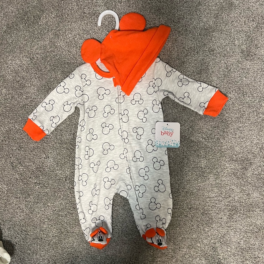 Disney baby footed sleep and play set with hat